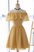 Gold Off Shoulder Chiffon Homecoming Dress