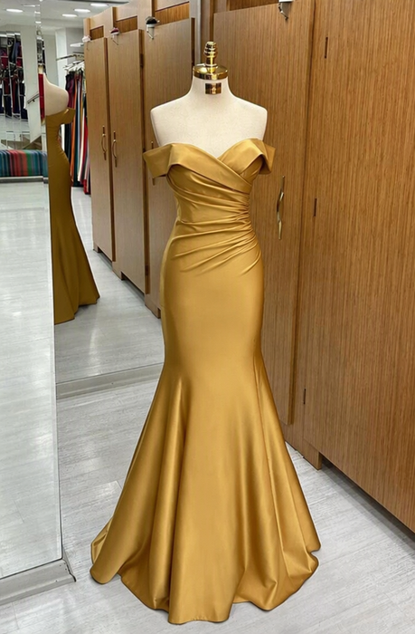 Black Off-the-shoulder Sweetheart Sleeveless Long Mermaid Prom Dress