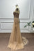 Gold One Shoulder Long Sleeves Beadings Mermaid Prom Dress - Prom Dresses