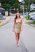 Gold Sparkly Sequined Slim Short Homecoming Dress