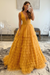 Gold Tulle Formal Evening Dresses 