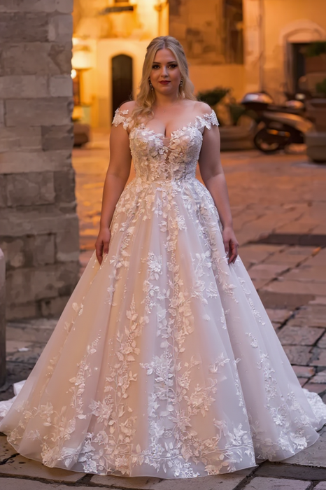 Gorgeous lace wedding dresses A line Sleeveless Tulle Bridal Dress Floor Length - Wedding Dresses