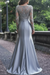 Gorgeous Mermaid Long Sleeves Gray Beaded Long Prom Dresses, Mermaid Gray Formal Dresses, Beaded Gray Evening Dresses 