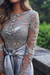 Gorgeous Mermaid Long Sleeves Gray Beaded Long Prom Dresses, Mermaid Gray Formal Dresses, Beaded Gray Evening Dresses 