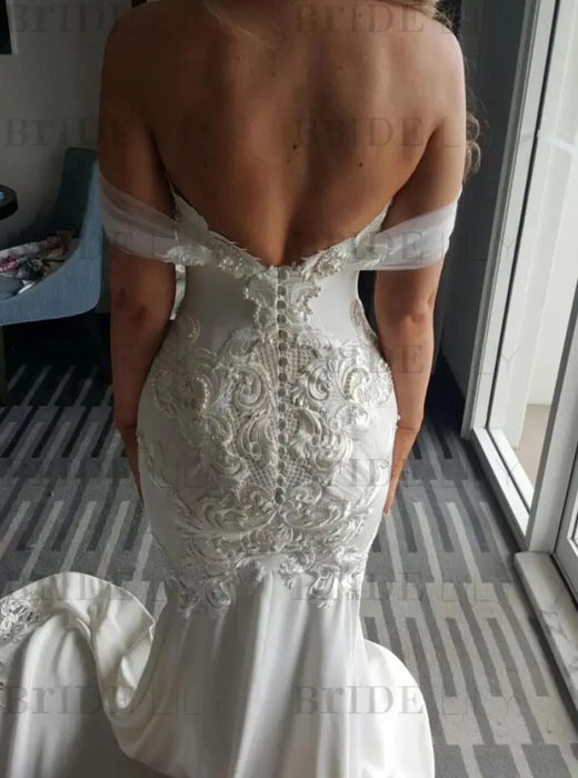 Gorgeous Mermaid Off the Shoulder Lace Appliques Wedding Dress - Wedding Dresses