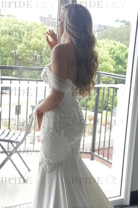 Gorgeous Mermaid Off the Shoulder Lace Appliques Wedding Dress - Wedding Dresses