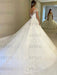 Gorgeous Off Shoulder White Lace Long Open Back White Lace Wedding Dresses