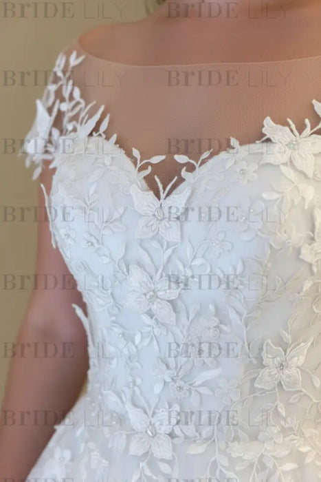 Gorgeous Off Shoulder White Lace Open Back White Lace Wedding Dresses