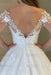 Gorgeous Off Shoulder White Lace Open Back White Lace Wedding Dresses