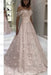 Blush Pink Off the Shoulder Lace White Long Wedding Dress - Wedding Dresses