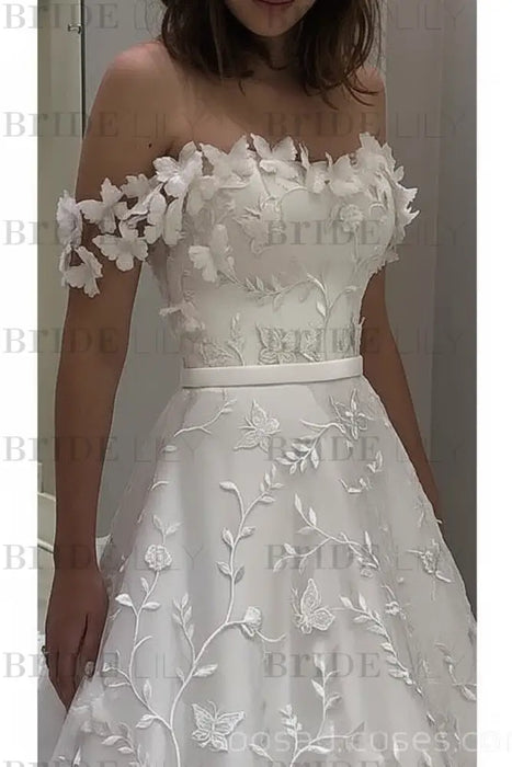 Gorgeous Off the Shoulder Lace White Long Wedding Dress - Wedding Dresses