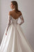 Gorgeous Off-the-Shoulder Satin Aline Wedding Dresses Front Split Long Sleeves Bridal Gown - Wedding Dresses