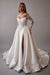 Gorgeous Off-the-Shoulder Satin Aline Wedding Dresses Front Split Long Sleeves Bridal Gown - Wedding Dresses