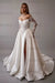 Gorgeous Off-the-Shoulder Satin Aline Wedding Dresses Front Split Long Sleeves Bridal Gown - Wedding Dresses