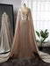 Gorgeous Pink Beaded Mermaid Evening Dress with Removable Cape Sleeve