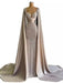 Gorgeous Pink Beaded Mermaid Evening Dress with Removable Cape Sleeve