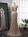 Gorgeous Pink Beaded Mermaid Evening Dress with Removable Cape Sleeve