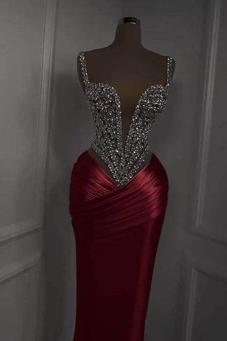 Spaghetti Strap Sweetheart Sleeveless Long Prom Dress With Beading