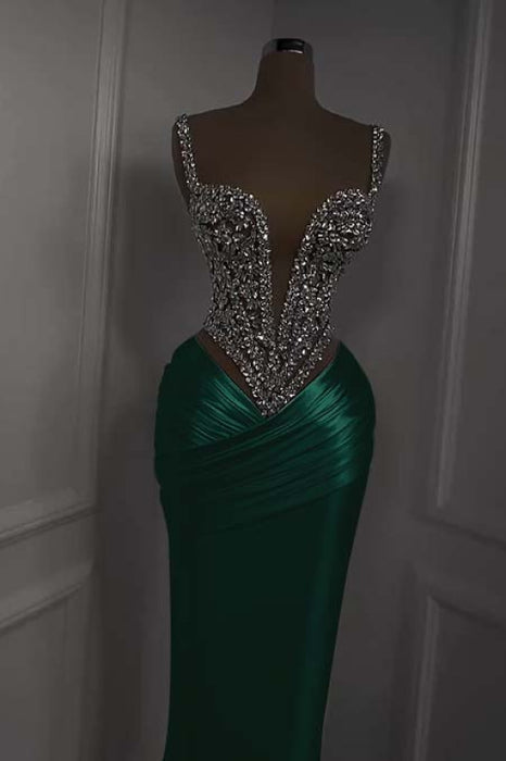 Spaghetti Strap Sweetheart Sleeveless Long Prom Dress With Beading
