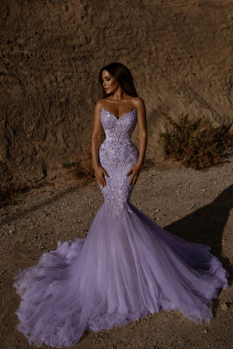 Gorgeous Sweetheart Tulle Bridal Dress Sleeveless Beading Mermaid Wedding Gown