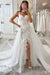 Gorgeous Tulle Lace Ivory Mermaid Wedding Dress Front Split with Detachable Train