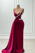 Gorgeous V-Neck Strapless Sleeveless Side Hollow Column Ruched Satin Evening Dress