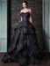 Gothic Wedding Dresses Satin Fabric Princess Silhouette Sleeveless Natural Waist Beaded Court Train Bridal Gown