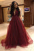 Graceful Red V Neck Sleeveless Tulle Party Dresses - Prom Dresses
