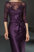 Grape Bateau 3/4 Long Sleeves Satin Mother of the Bride Dresses with Lace - Prom Dresses