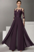 Grape Half Sleeves Chiffon Mother of Bride Jumpsuit with Appliques - Prom Dresses