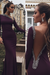 Grape Long Sleeves One-Shoulder Beading Trumpet/Mermaid Prom Dress