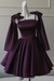 Grape Sexy Satin Aline Homecoming Dress Short Prom Dress with Straps