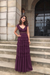 Grape V Neck Ruffles Floor Length Tulle Long Prom Dress - Prom Dresses