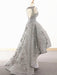 Gray Lace High Low Prom Dresses, Grey High Low Lace Formal Graduation Homecoming Dresses