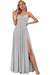 Spaghetti Strap V-Neck Chiffon Bridesmaid Dress with Slit