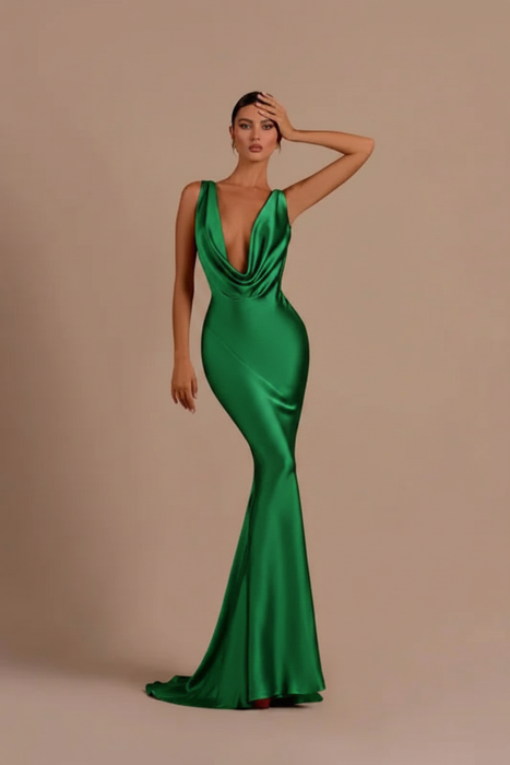Green Elegant Champagne Mermaid Prom Dress Long Slimming
