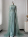 Green Luxury Long Sleeve Sequined Beaded Prom Dress 2024