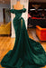 Green Off-the-Shoulder Prom Dress with Long Slit and Pleated Detail