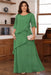 Green Plus Size Ruffles Chiffon Mother of the Bride Dress Scoop Neck with Half Sleeves