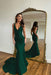 Green Prom Dress Mermaid V Neck Long Evening Dress with Beadings - Prom Dresses
