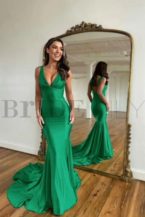 Green Long Prom Dress Mermaid On Sale-Bridelily Green Long Prom Dress Mermaid On Sale-Bridelily