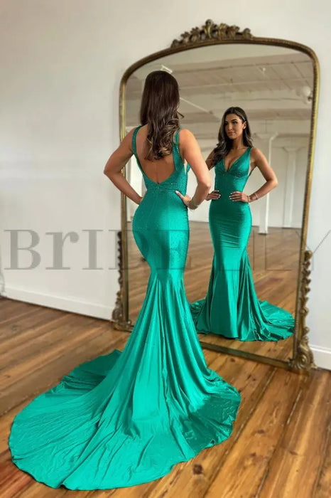 Green Long Prom Dress Mermaid On Sale-Bridelily Green Long Prom Dress Mermaid On Sale-Bridelily