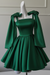 Green Sexy Satin Aline Homecoming Dress Short Prom Dress with Straps