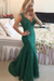 Green V-Neck Mermaid Prom Dress Lace Appliques Evening Gowns with Beadings - Prom Dresses