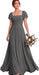 Bridelily Women's Flutter Sleeves Bridesmaid Dresses Square Neck Chiffon Maxi Dres - Gray