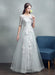 Summer Wedding Dresses 2021 Grey Lace Applique Maxi Bridal Gown Backless Half Sleeve Floor Length Bridal Dress