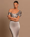 Grey Off-The-Shoulder Evening Dress Bateau Pleated Ball Gown
