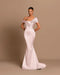 Grey Off-The-Shoulder Evening Dress Bateau Pleated Ball Gown
