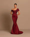 Grey Off-The-Shoulder Evening Dress Bateau Pleated Ball Gown