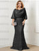 Black guipure lace skirt mother of the bride gown with satin bell top